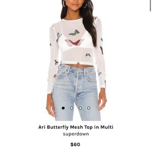 Superdown Ari mesh top with butterflies